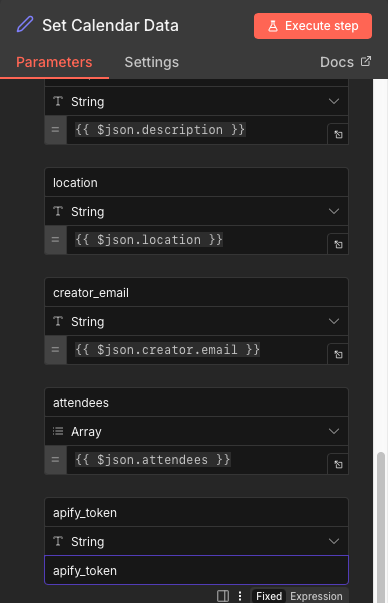 Set Calendar Data node